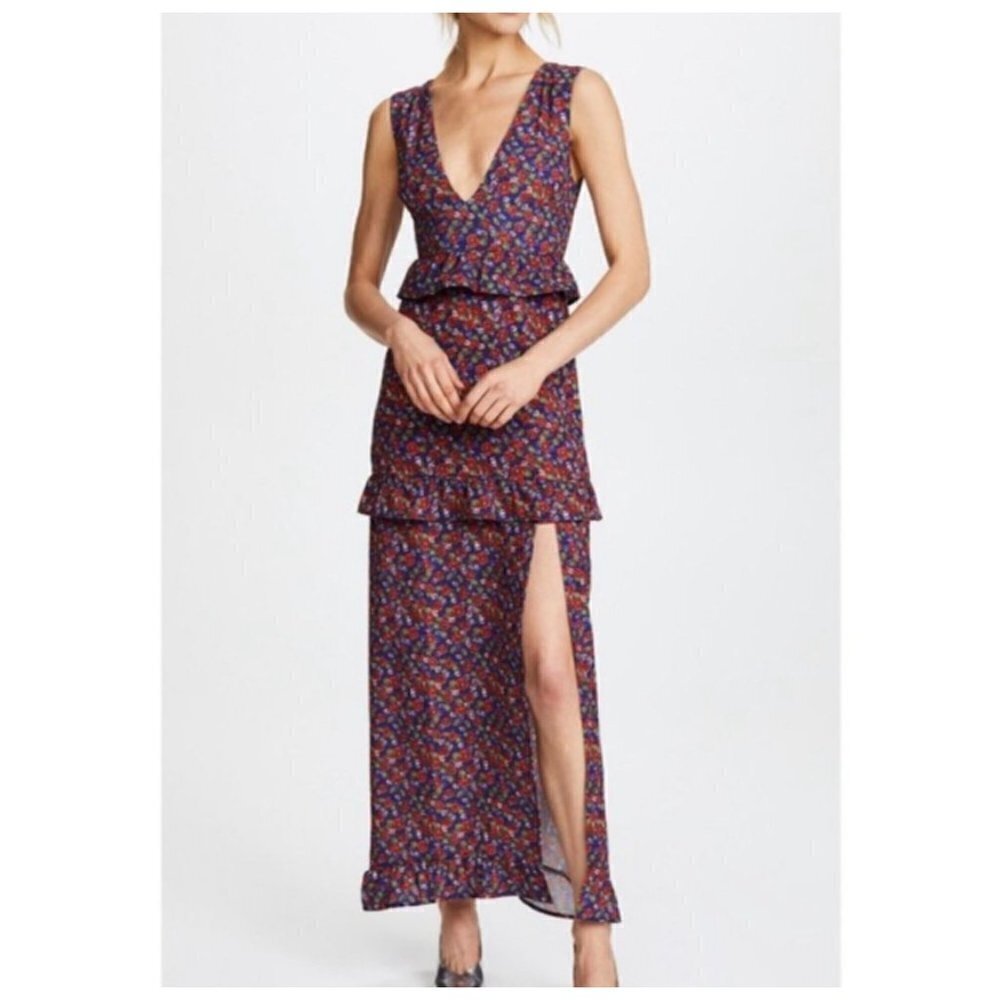 Nightwalker "Elsa" Maxi Dress Floral Gown Korali Print Cottagecore Womens Sz XS
